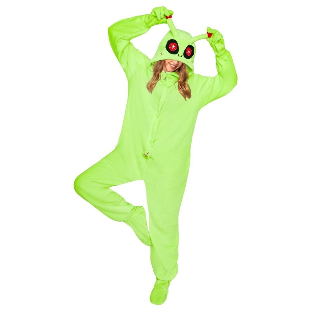 9317 Adult Animal Onesie, Flannel Unisex Alien Pajamas, Plush Cosplay